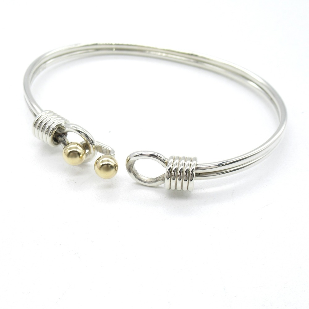 Tiffany Double Hook And Eye Bangle Silver K18 Yel… - image 4